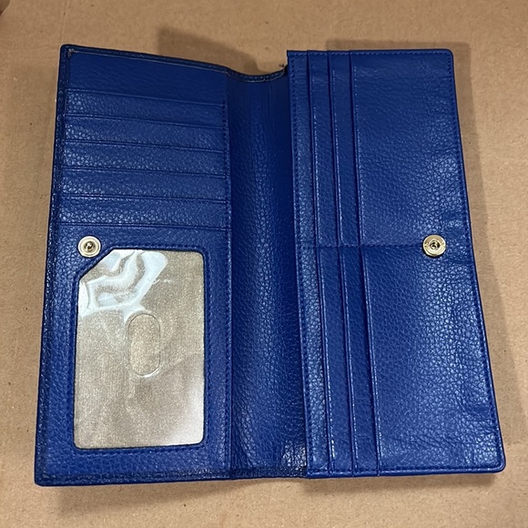 DANTE RFID Ladies Pebbled Leather Wallet Clutch -Blue- like new - Picture 10 of 12